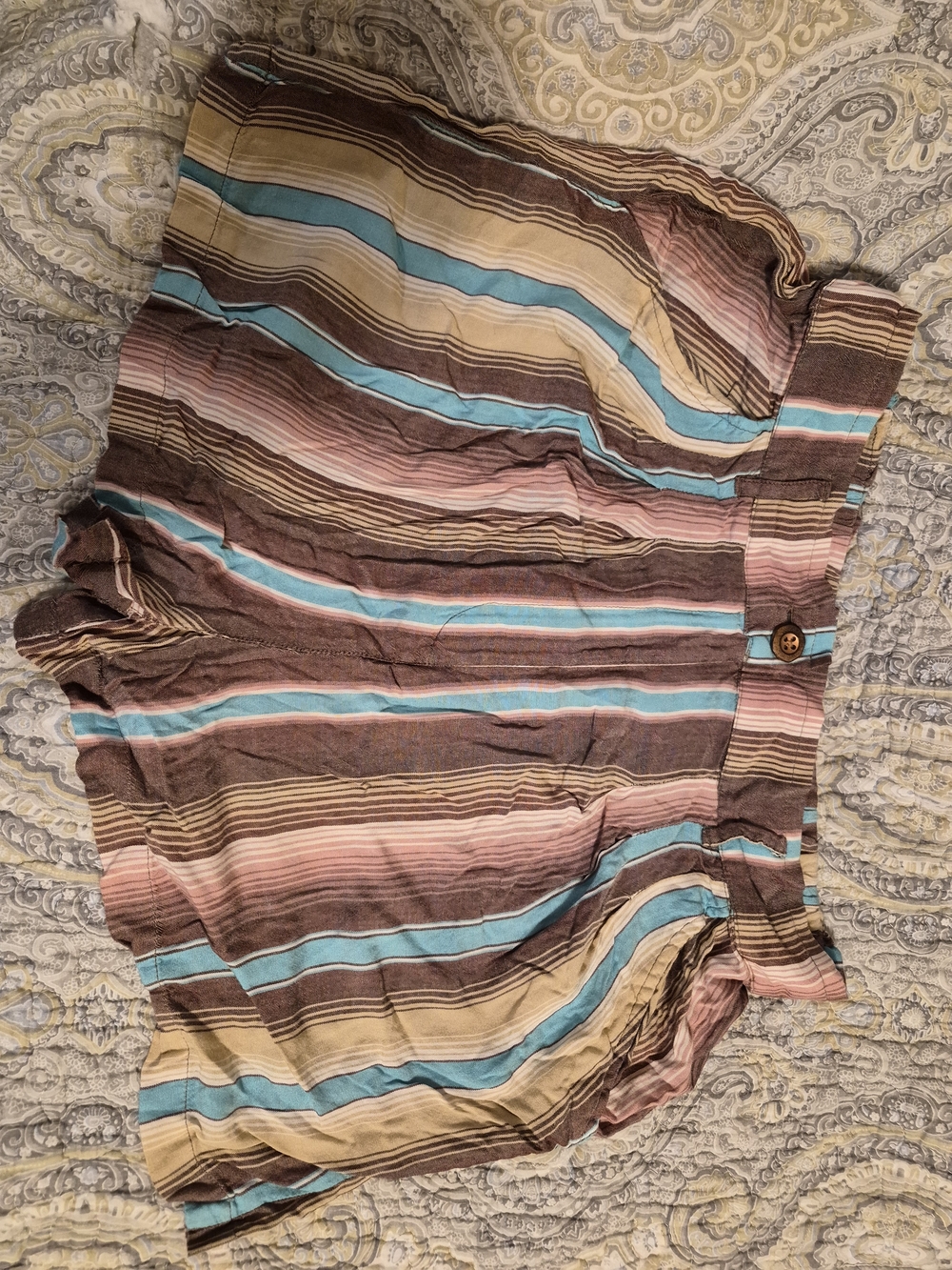 Ariat High-Waist Striped Shorts in Brown, Pink & Blue